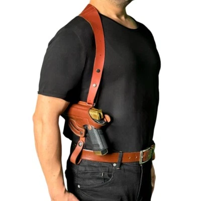KINGDOM HOLSTER K065 Leather Horizontal Shoulder & Belt Holster (2in1) For Colt 1911 Handmade!