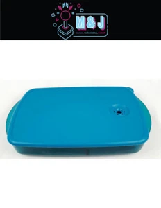 Tupperware Rock N' Serve Rectangle Divided Container 1.4lt Teal (Aus Seller) - Foto 1 di 7