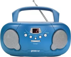 Portable CD Player Groove Boombox AM FM Radio Dual Power Port Blue New - Picture 1 of 5