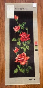 Vintage Roses Royal Paris Needlepoint Tapestry Canvas #13715 Rose Rouges - Picture 1 of 3