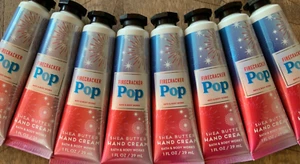 8 (ocho) CREMA DE MANOS de karité tamaño de viaje FIRECRACKER POP 1 oz baño y cuerpo funciona - Imagen 1 de 2