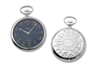 Russian Pocket Watch Molniya Soviet Pocket Watch Zodiac Sign Blue - Picture 1 of 6