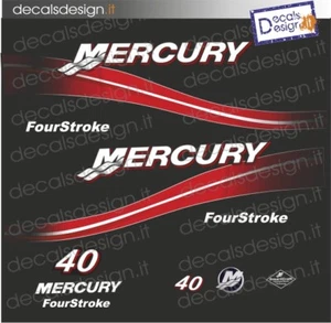 Adesivi motore marino fuoribordo mercury 40 four stroke gommone barca stickers - Imagen 1 de 1