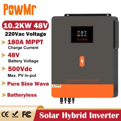 POWMR 10.2KW 48V Solar Hybrid Inverter Off Grid Pure Sine Wave 180A MPPT Controller US