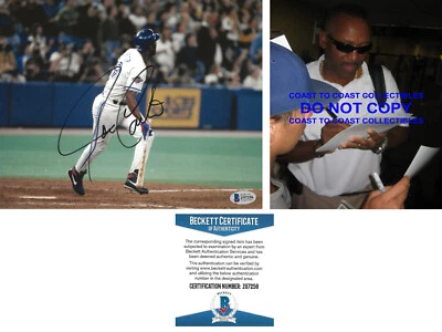 Joe Carter Toronto Blue Jays firmado béisbol 8x10 foto Beckett certificado de autenticidad prueba automático. Foto 1 de 4
