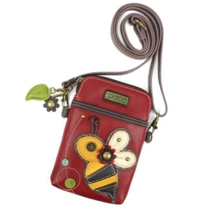 Chala Cell Phone Purse Crossbody Bag Pleather Convertible BEE Burgundy Red gift - Picture 1 of 2