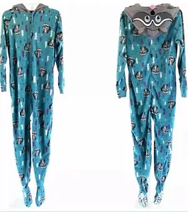 Joe Boxer Raccoon Hooded Footed Pajamas Costume Sleep NWT L LAST ONE - Picture 1 of 11