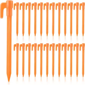 24 Pack Plastic Tent Stakes 5.7 Inch Heavy Duty Canopy Anchoring Pegs Plastic Te - Picture 1 of 12