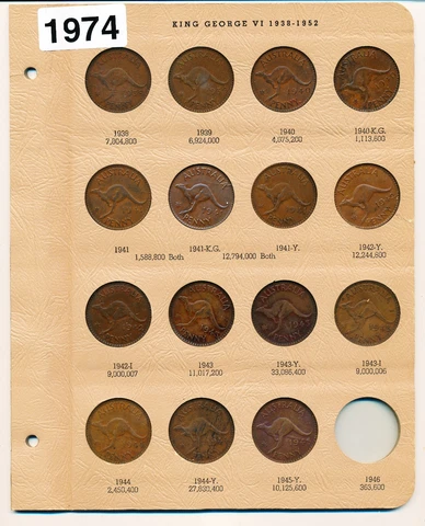AUSTRALIA PENNY COLLECTION - 1938-1945 - 15 DIFFERENT - #1974 Cover
