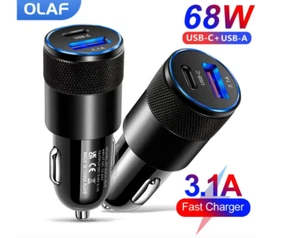 Olaf 68W PD Car Charger USB Type C Fast Charging Phone Adapter Samsung iPhone PP - Zdjęcie 1 z 5