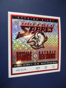 1996 Red Wings at Buffalo Sabers Opening Night Ticket 12.10.96 5 1/2" x 5" - Bild 1 von 3