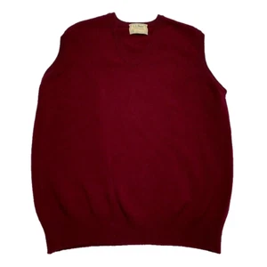 VTG LL Bean Sweater Vest Large Mens Virgin Lambswool Red Made USA - Picture 1 of 3