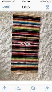 Antique Mexican Saltillo Serape Blanket/ Rug Hand Woven c. Late 1800s-early 1900 - Picture 1 of 12