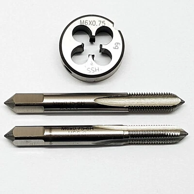 M6 x 0,75 Schneideisen + 2 tlg. Handgewindebohrer Feingewinde Gewindebohrer - Bild 1 von 3
