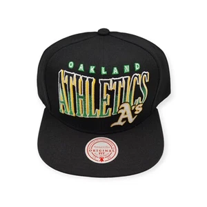 Mitchell & Ness Oakland Athletics Line Work Black Adjustable Snapback Hat Cap - Picture 1 of 6