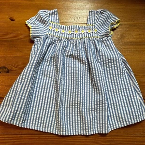 Good Lad blue white striped daisy floral applique short sleeve shirt SIZE 4 - Picture 1 of 4