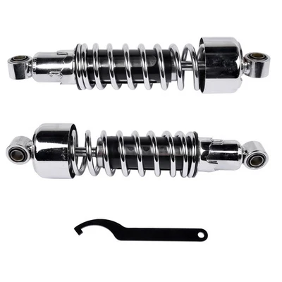 Pair 11.75" Chrome Rear Shocks For Harley Sportster XL 883 1200 FXR Street Glide - Image 1 of 4