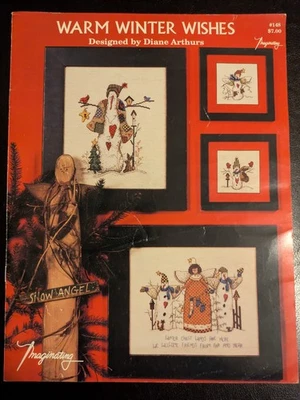Warm Winter Wishes Folk Art Snowman And Angels Cross Stitch Pattern - Image 1 of 2