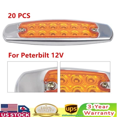 20x 12-LED Amber Heavy Truck Trailer Side Marker Clearance Lights For Peterbilt - Image 1 of 4