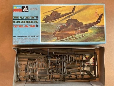 Monogram Huey Cobra Team 1/72 Scale Plastic Helicopter Model Kit 1968 - Image 1 of 2