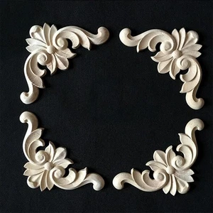 4 X Wooden Carved Corner Onlay Applique Furniture Mouldings Decal Decoration Uk - Picture 1 of 44