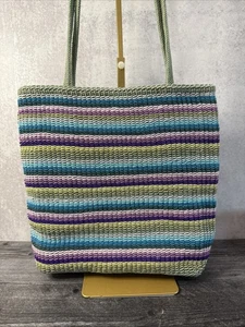 Stone Mountain gehäkelt Strick Regenbogen Schultertasche Handtasche 10" x 11,75" - Bild 1 von 7