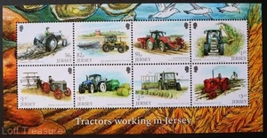 Jersey Stamps: "Tractors Working in Jersey" MNH Souvenir Sheet 8v Mint Set 2022 - Imagen 1 de 1