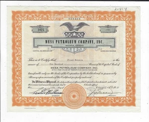 KANSAS 1957 Mesa Petroleum Company Stock Certificate Wichita - Picture 1 of 2