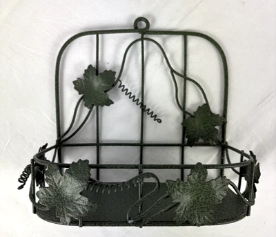 Pequeño estante colgante de metal verde hojas decorativas 8" Foto 1 de 4
