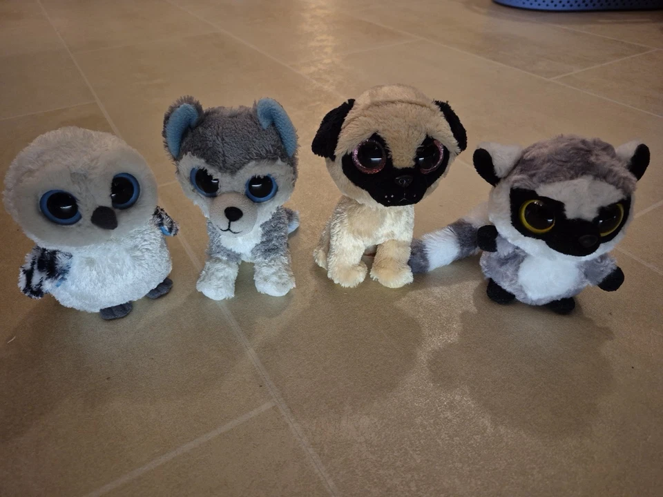 4 Glubschi Kuscheltiere Eule, Huski, Pugsley, YooHoo Lemmee Lemu - Bild 1 von 1