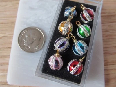Artisan Penny Channer Christmas Tree Ornaments Set of 8 Dollhouse Miniature 1:12 - Image 1 of 4