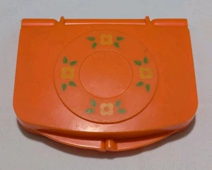 Vintage 1982 Fisher Price My Pretty Purse Orange Makeup Compact Green Flowers - Picture 1 of 8