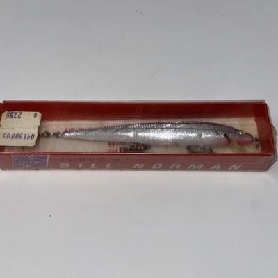 Vtg Bill Norman Lures Shiner Minnow Blue/Silver 4 1/2" Shinner Fishing Lure Box - Image 1 of 4