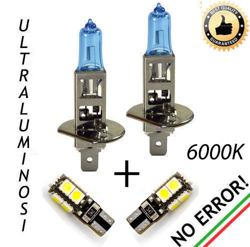 COPPIA LAMPADINE H1 EFFETTO XENON + 2 LUCI DI POSIZIONE 9 LED CANBUS - Immagine 1 di 1