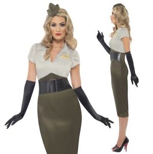 Ladies WW2 Army Pin Up Girl Fancy Dress Costume Womens 40s Outfit by Smiffys