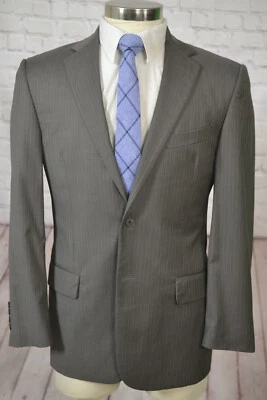 Abrigo Blazer Chaqueta Abrigo Deportivo Joseph Abboud Para Hombres 40R Marrón Rayas Lana Calce Clásico Foto 1 de 4