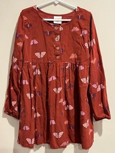 Jumping Beans Girls Dress Size 6X Rust Butterflies Boho Prairie Long Sleeve - Picture 1 of 12
