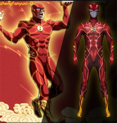 Película The Flash Disfraz Cosplay Hombres Body Barry Allen Mono con Máscara Conjunto Foto 1 de 4