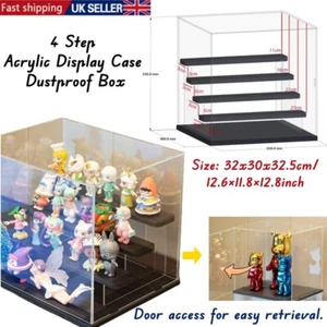 4 Steps Acrylic Display Case Clear Perspex Box Dustproof Base Protection 32cm - Picture 1 of 9
