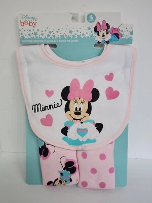 Baberos de bebé Minnie Mouse paños eructos regalo de ducha corazones rosas lunares Disney Foto 1 de 4