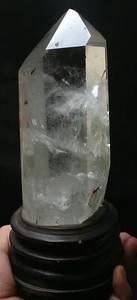 1177g NATÜRLICHER KLARER GEISTERKRISTALL QUARZ KRISTALL PUNKTHEILUNG + STÄNDER - Bild 1 von 6