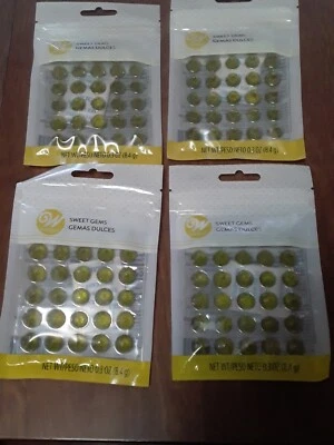 4 paquetes nuevos. Wilton Dulces Gemas Color Amarillo Isomalt Decoración Pastel 120 Gemas Foto 1 de 4