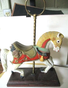 Carousel Horse VINTAGE UCGC ? TAIWAN 10 1/2" TALL PORCELAIN FIGURINE WOODEN BASE - Picture 1 of 6