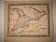 MASTERPIECE ANTIQUE 1860 CANADA WEST MITCHELL HANDCOLORED MAP RAILROAD NEW YORK