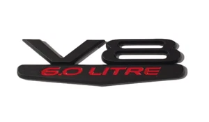 COMMODORE MATTE BLACK RED 6.0 LITRE V8 BADGE VY VZ SS V8 LS2 L76 L77 L98 LZ1 - Picture 1 of 5