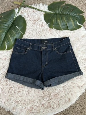 Pantalones Cortos Vaqueros Hype Lavado Oscuro Puño Enrollado Azul Talla 9 Festival Vacaciones de Verano Foto 1 de 4