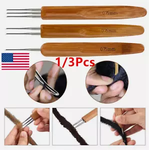 1/3Pcs Bamboo Handle Crochet Dreadlock Hook Needle Tool Braiding Hair Making US - Picture 1 of 21