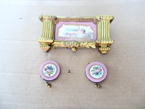 WOW! Rare Lot of 3 Antique Sevres Porcelain Plaques /Elements for Mantle Clock - Picture 1 of 11