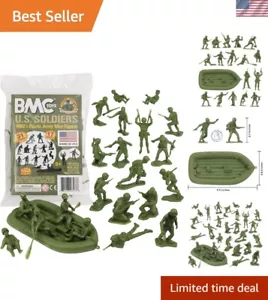Classic 31pc Plastic Army Men Set - OD Green WW2 Soldiers & Floating Raft - Picture 1 of 9