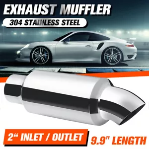 Universal 2'' Inlet Outlet Car Dump Muffler Exhaust Stainless Steel 9.9" Length - Picture 1 of 14